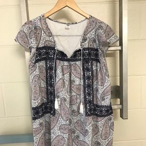 Old Navy Paisley Tassel Tie Shift Dress